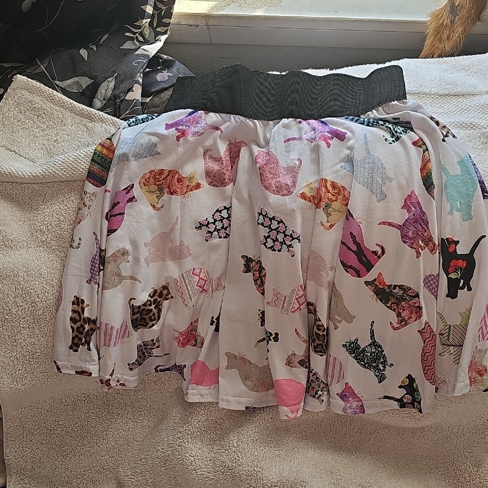 Colorful Cat Print Skirt
